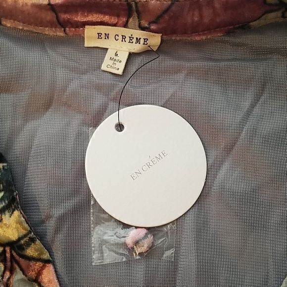 En Creme Velvet Flower cut‎ sleeves Dress NWT SzL - Picture 6 of 8